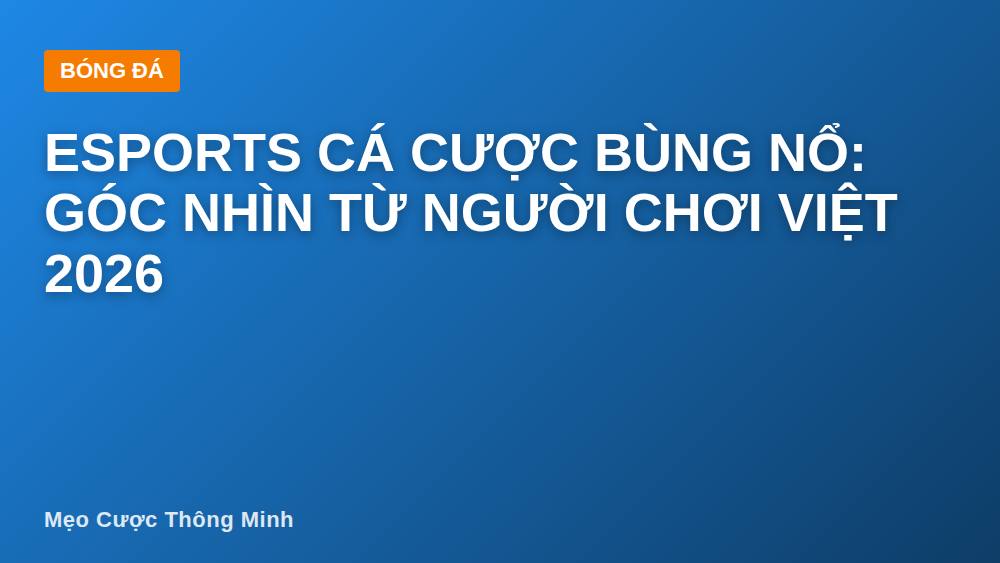 Esports cá cược bùng nổ: Góc nhìn từ người chơi Việt 2026